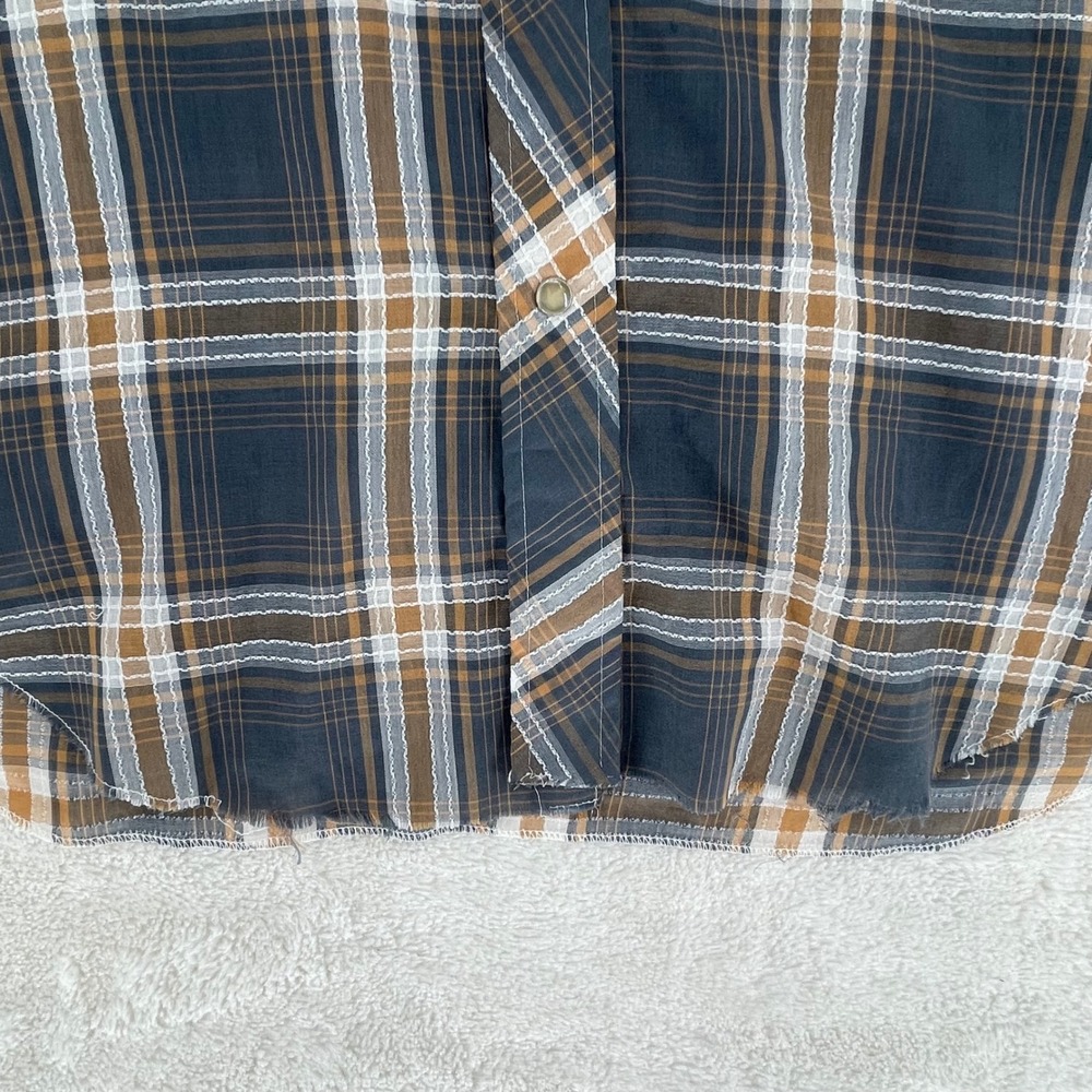 Vintage H Bar C California Ranchwear Western Pearl Snap Plaid Shirt Thrashed - Picture 9 of 12